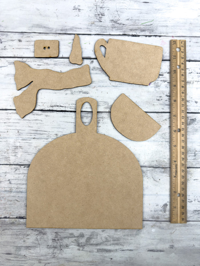 Square Button Snowman Cutting Board DIY Kit