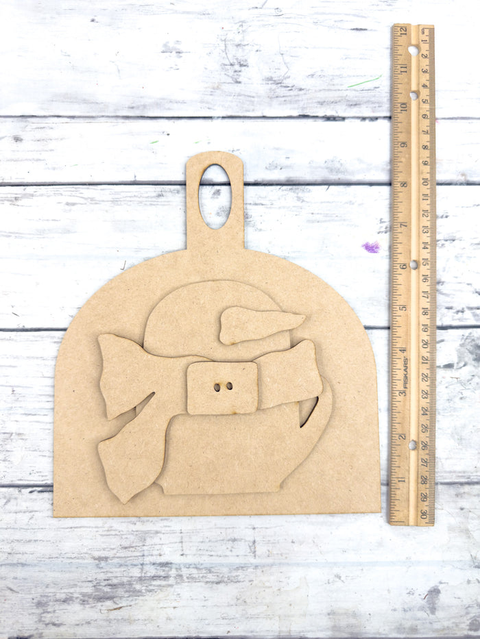 Square Button Snowman Cutting Board DIY Kit