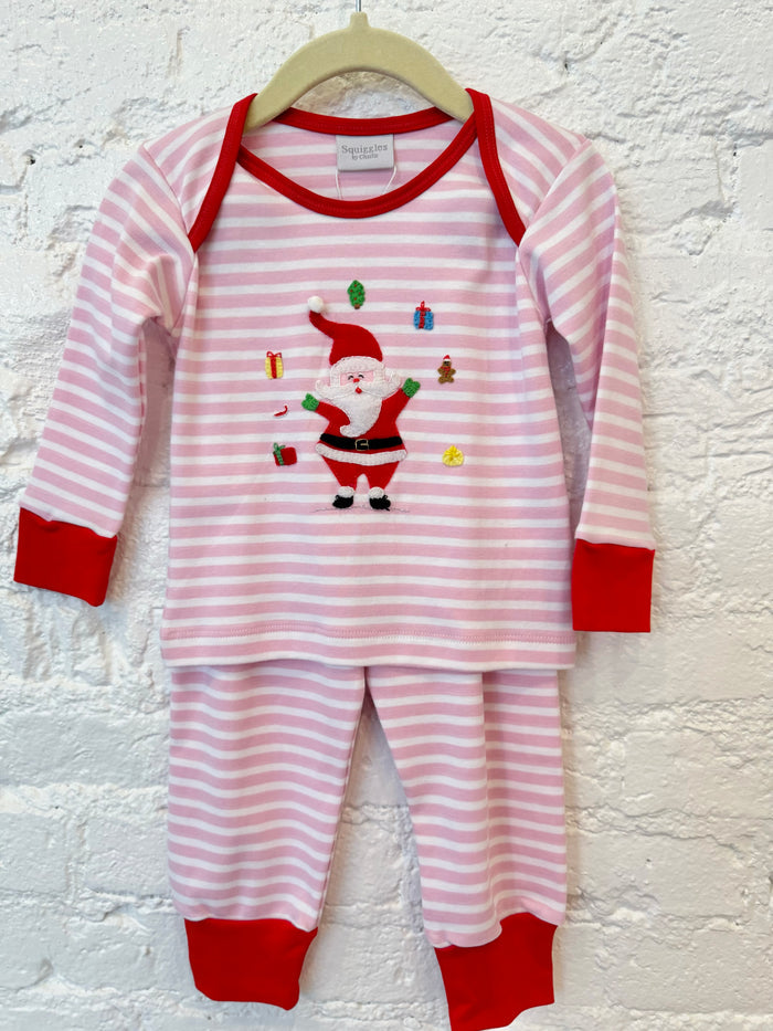 Squiggles - Pajama Set - Juggling Santa Pink