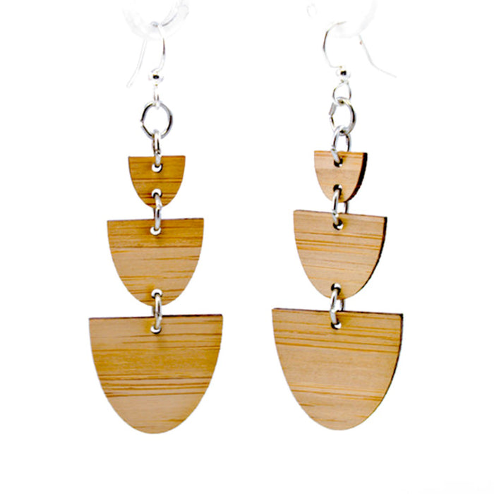 Bamboo stacked half stone cairn earrings, laser-cut and made in USA