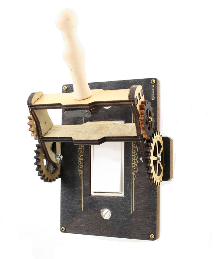 Steampunk rocker throw light switch plate with working knife-switch lever, made in USA