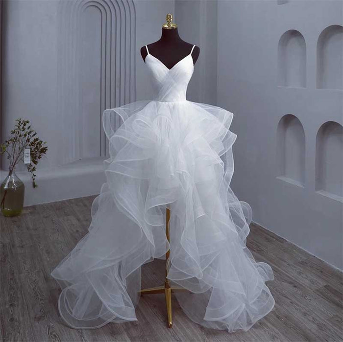 Strapless A Line Tulle Wedding Dress Bridal Ball Gown