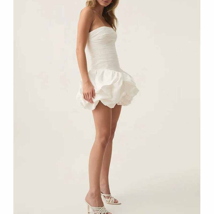 Strapless Bubble Hem Mini Dress