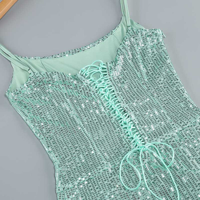 Strapless Mint Green Sequin Maxi Dress
