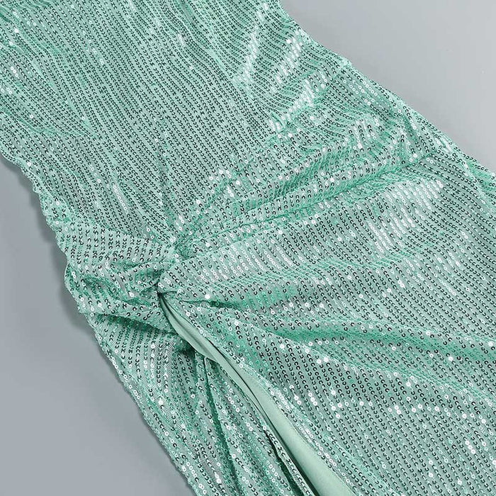 Strapless Mint Green Sequin Maxi Dress