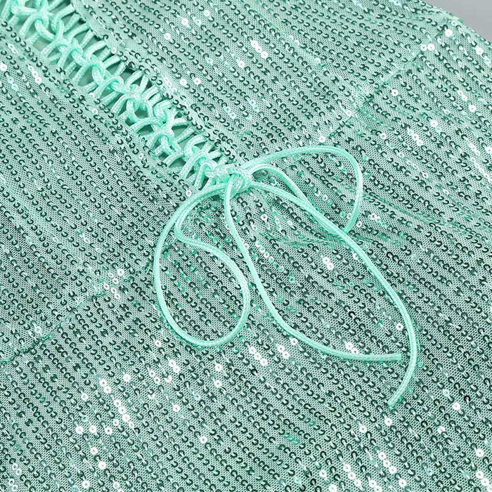 Strapless Mint Green Sequin Maxi Dress