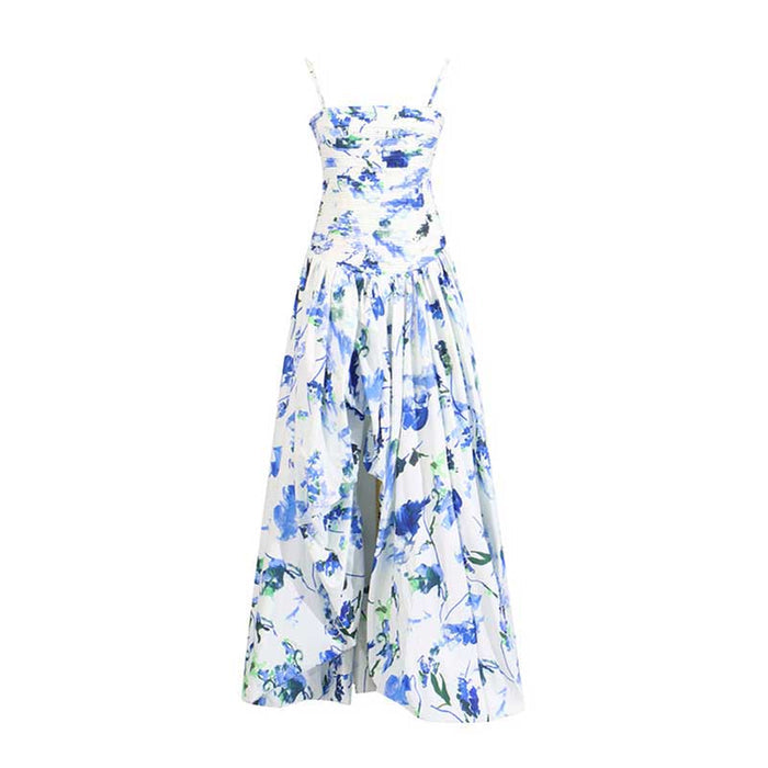 Strapless Ruched Floral-print Maxi Dress