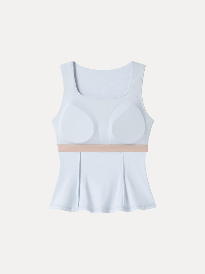 OGLmove Stretch Ponte Square Neck Peplum Bra Top