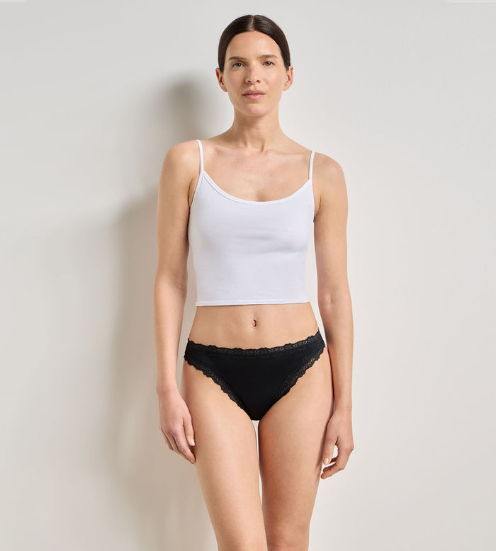 String femme en microfibre et dentelle Noir Dim