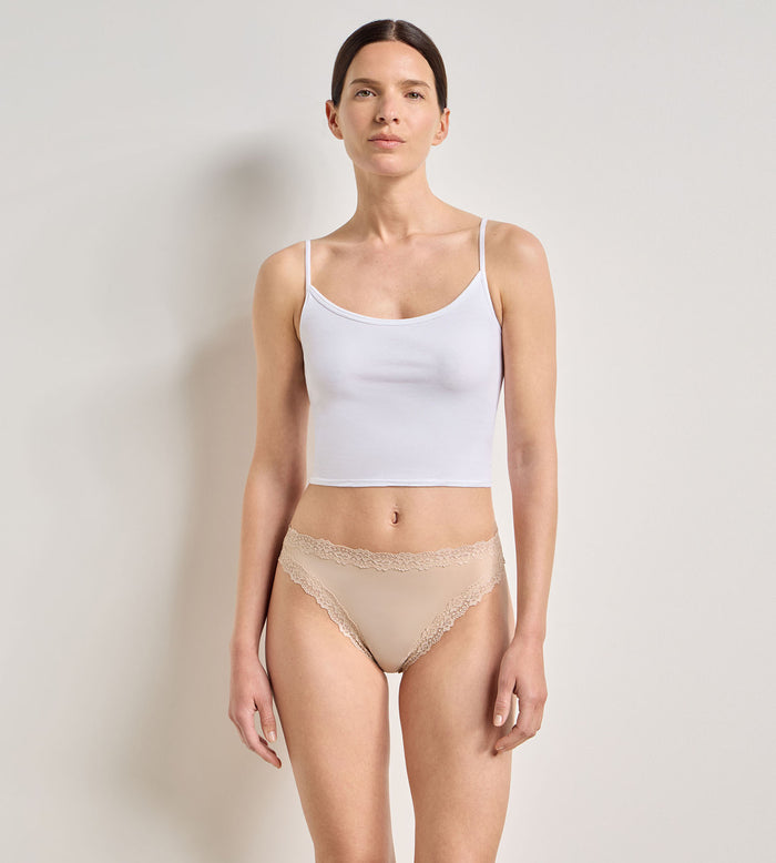 String femme en microfibre et dentelle Nude Dim