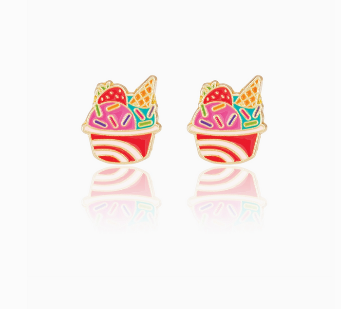 Stud Earrings - Ice Cream Cup