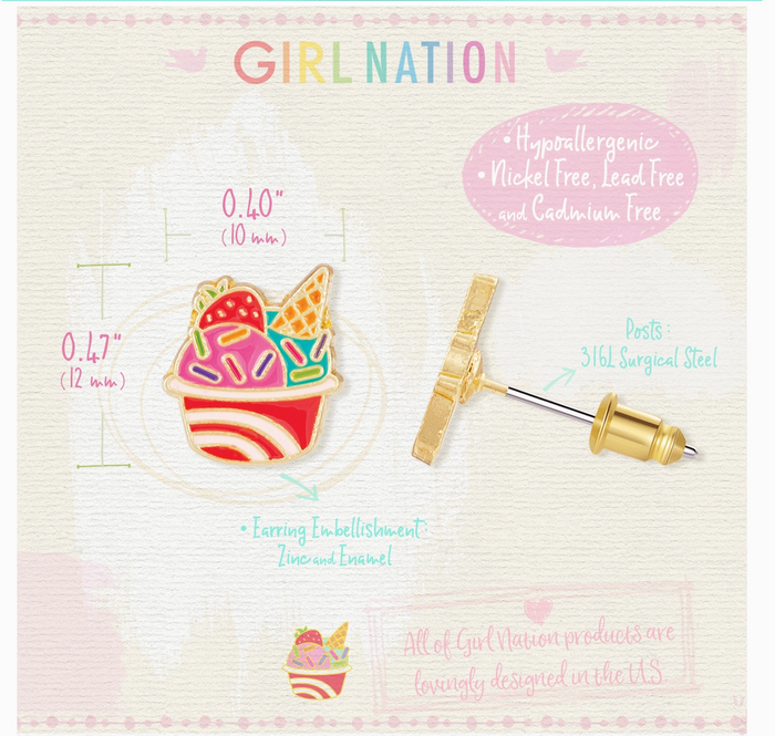 Stud Earrings - Ice Cream Cup