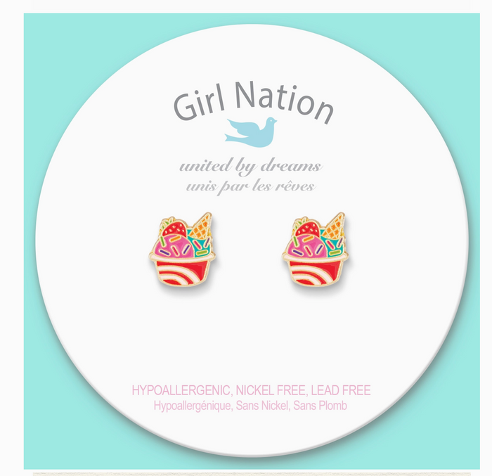 Stud Earrings - Ice Cream Cup