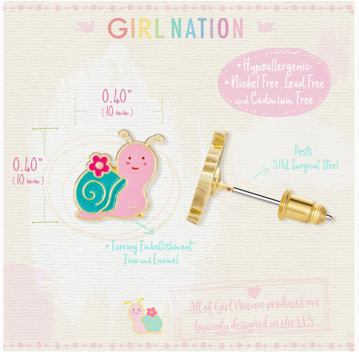 Stud Earrings - Snuggly Snail