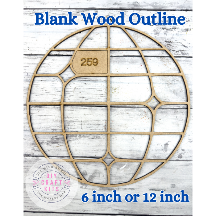 Style 259 Disco Ball with Stars Laser Cut Outline Frame Blank