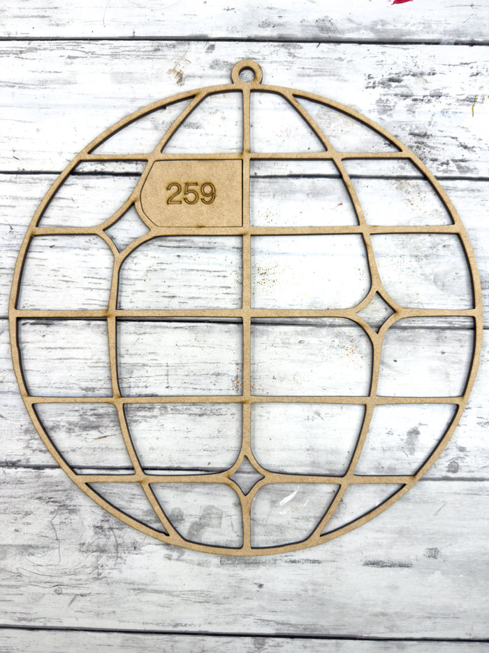 Style 259 Disco Ball with Stars Laser Cut Outline Frame Blank