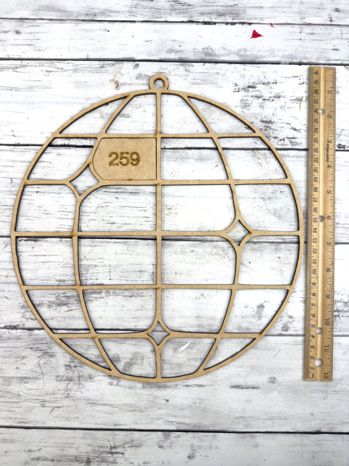 Style 259 Disco Ball with Stars Laser Cut Outline Frame Blank