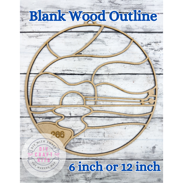 Style 266 Guitar Sun scene Round Laser Cut Outline Frame Blank