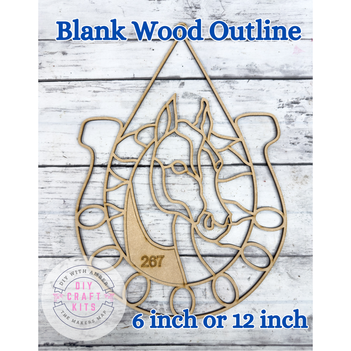Style 267 Horse with horseshoe Laser Cut Outline Frame Blank