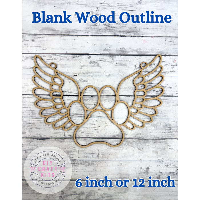 Style 275 Paw Print Wings Laser Cut Outline Frame Blank