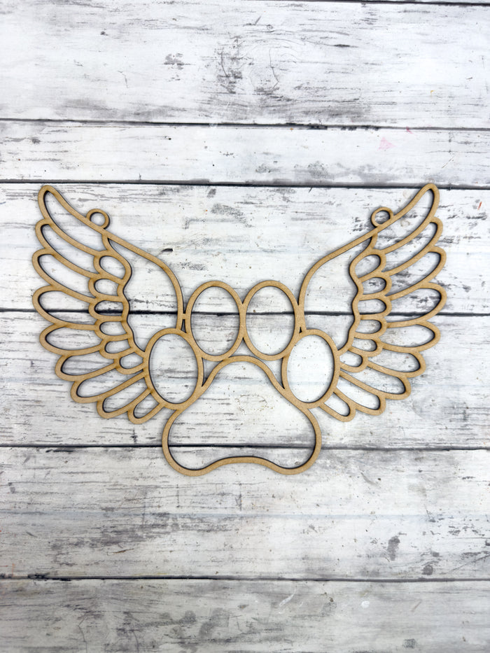 Style 275 Paw Print Wings Laser Cut Outline Frame Blank