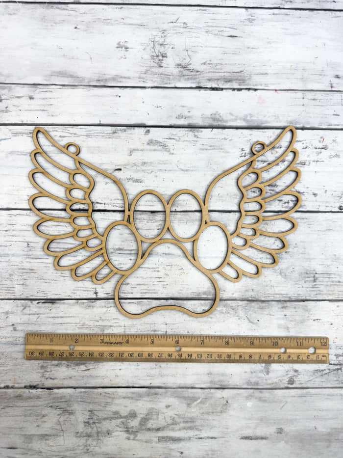 Style 275 Paw Print Wings Laser Cut Outline Frame Blank