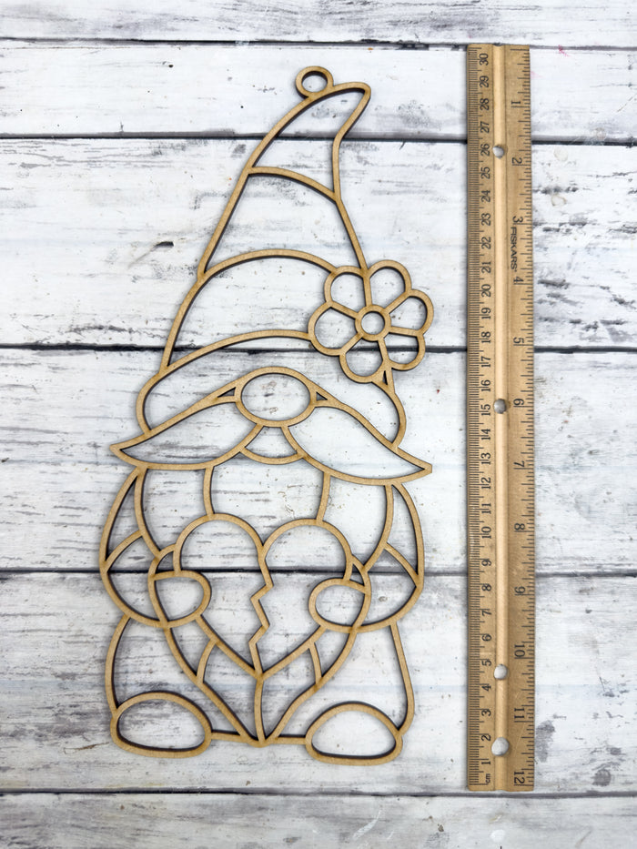 Style 276 Gnome Heart Flower Laser Cut Outline Frame Blank