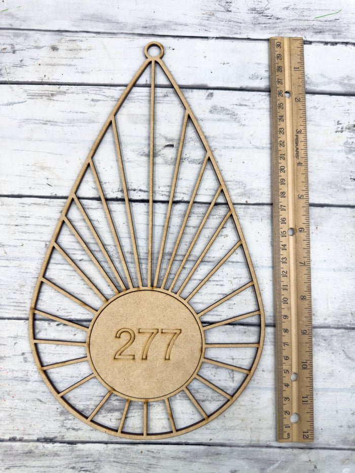 Style 277 Tear drop Sun burst Laser Cut Outline Frame Blank