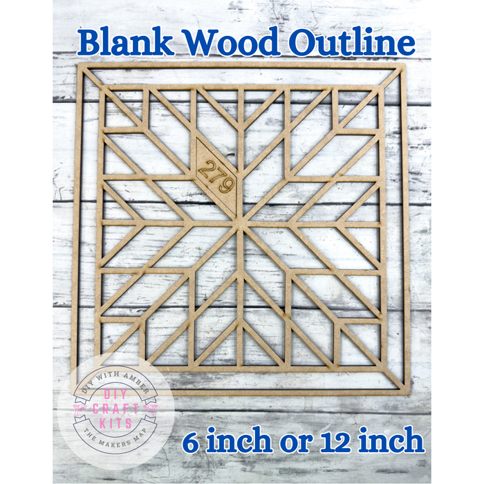 Style 279 Square Quilt Laser Cut Outline Frame Blank
