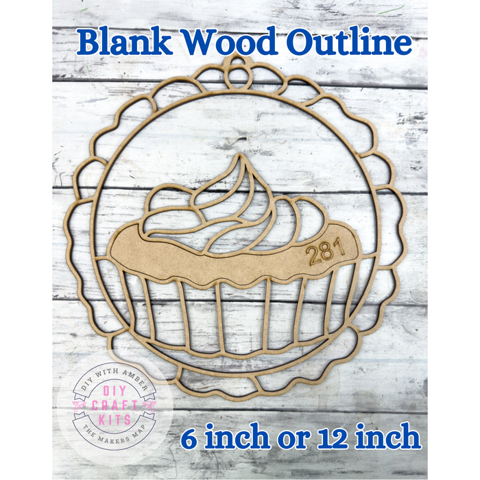 Style 281 Pie Or Cupcake Laser Cut Outline Frame Blank