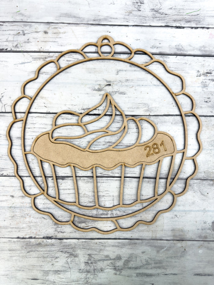 Style 281 Pie Or Cupcake Laser Cut Outline Frame Blank