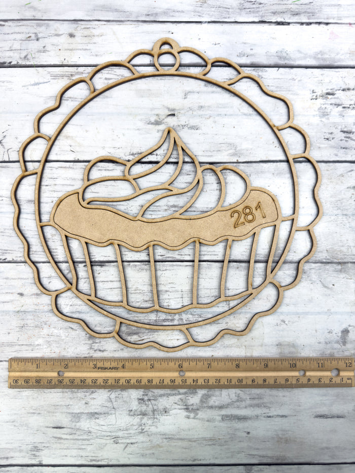 Style 281 Pie Or Cupcake Laser Cut Outline Frame Blank