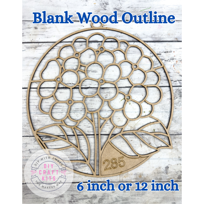 Style 285 Round hydrangea Laser Cut Outline Frame Blank