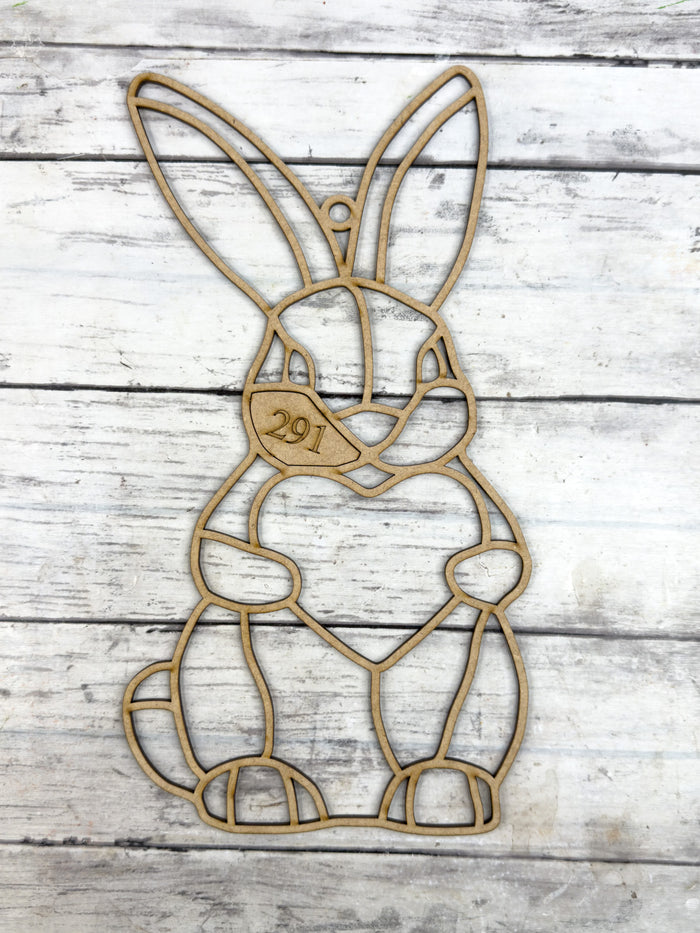 Style 291 Bunny and Heart Laser Cut Outline Frame Blank