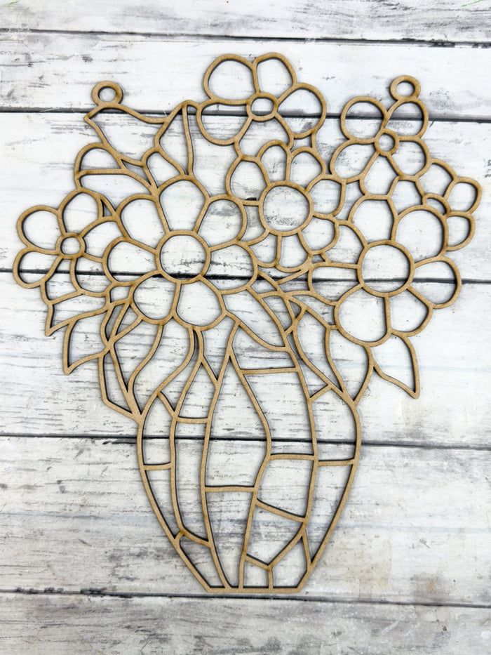 Style 292 Vase and Flowers Laser Cut Outline Frame Blank