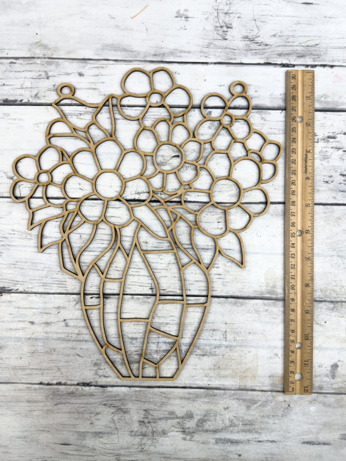 Style 292 Vase and Flowers Laser Cut Outline Frame Blank