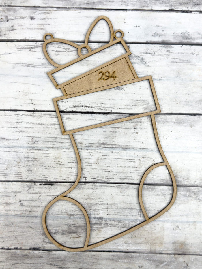 Style 294 Stocking Present Laser Cut Outline Frame Blank