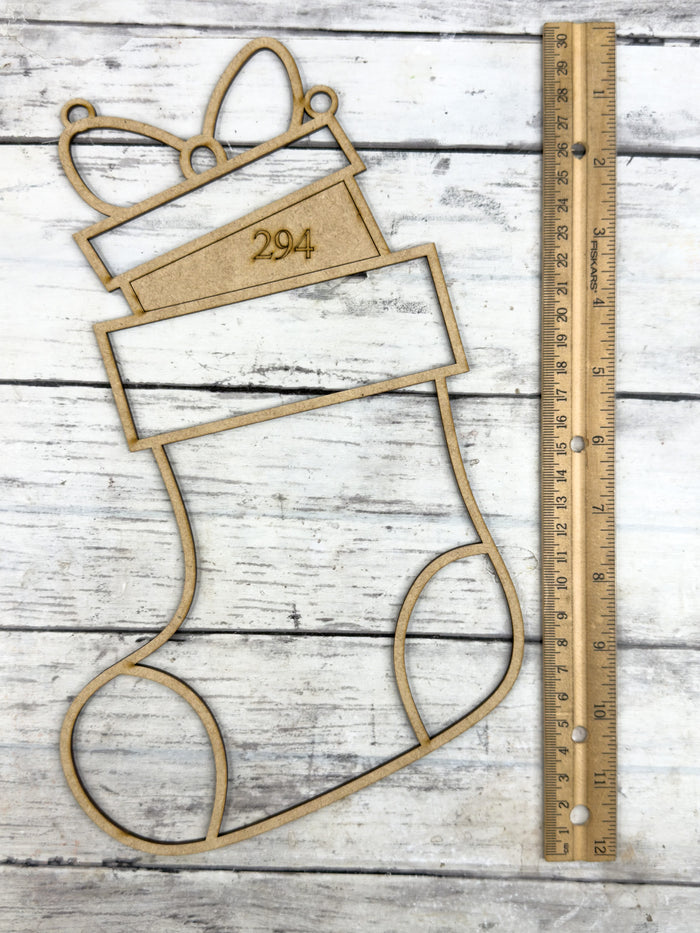 Style 294 Stocking Present Laser Cut Outline Frame Blank