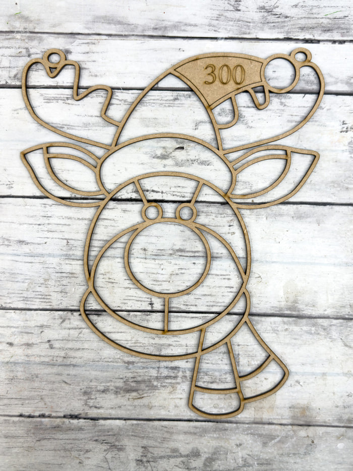 Style 300 Festive Reindeer Laser Cut Outline Frame Blank