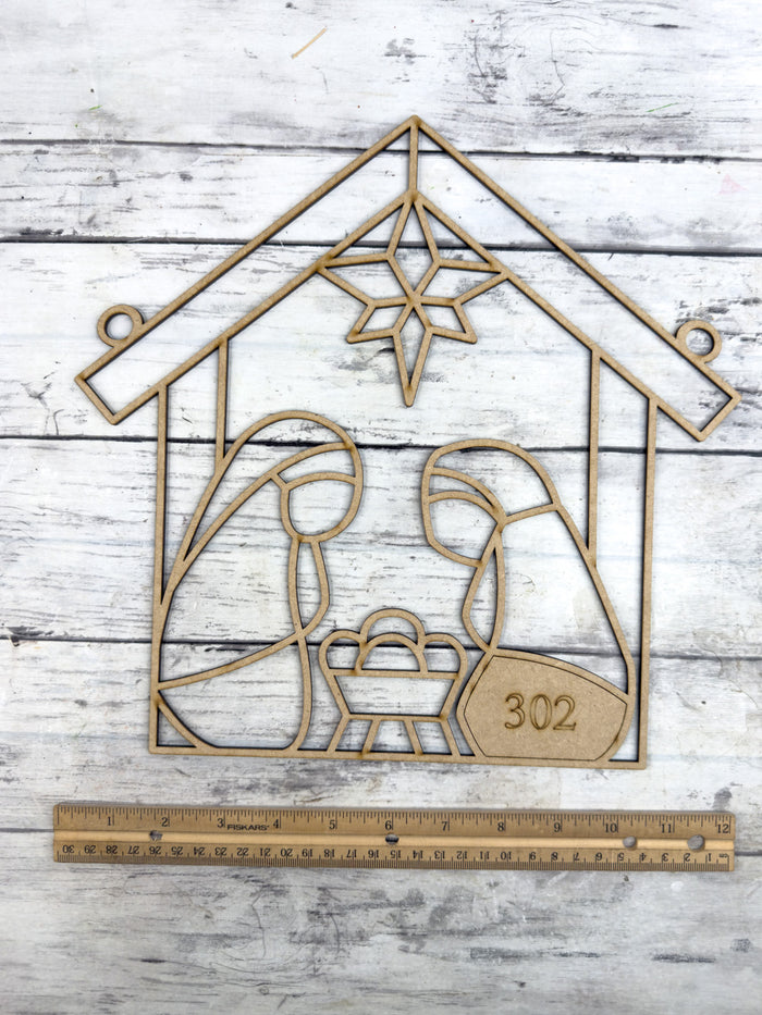 Style 302 Nativity Scene Laser Cut Outline Frame Blank
