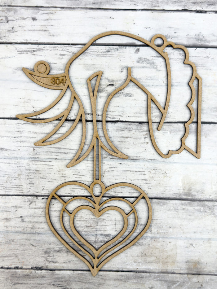 Style 304 Green Guy Heart Laser Cut Outline Frame Blank