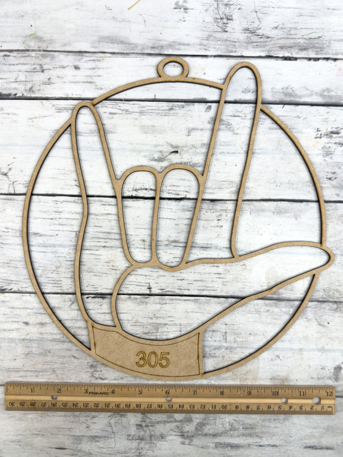 Style 305 I Love You ASL Laser Cut Outline Frame Blank