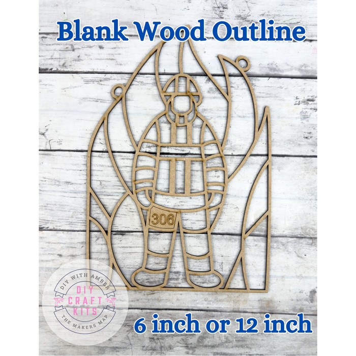 Style 306 Firefighter Laser Cut Outline Frame Blank
