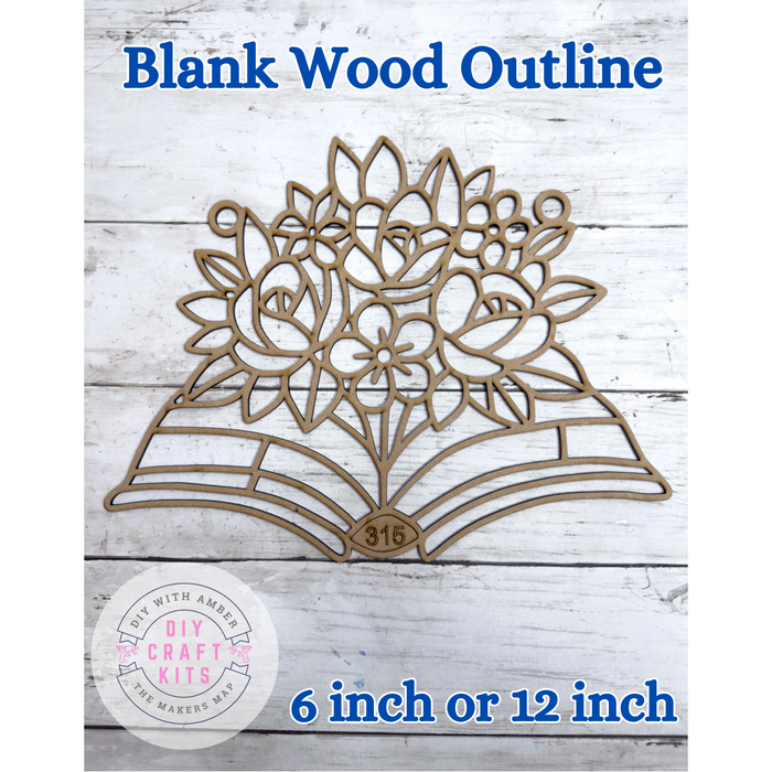 Style 315 Book with Flowers Laser Cut Outline Frame Blank