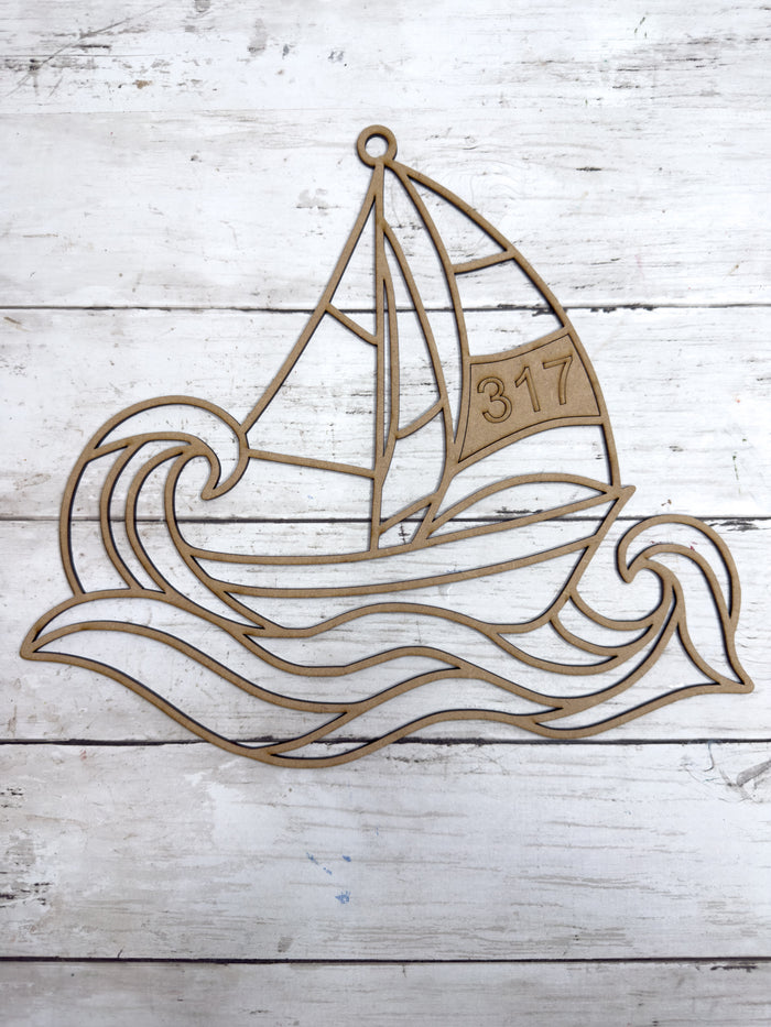 Style 317 Boat Waves Laser Cut Outline Frame Blank