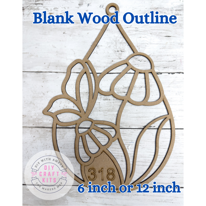 Style 318 Teardrop Flower Butterfly Laser Cut Outline Frame Blank