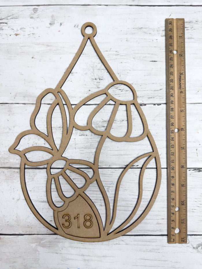 Style 318 Teardrop Flower Butterfly Laser Cut Outline Frame Blank