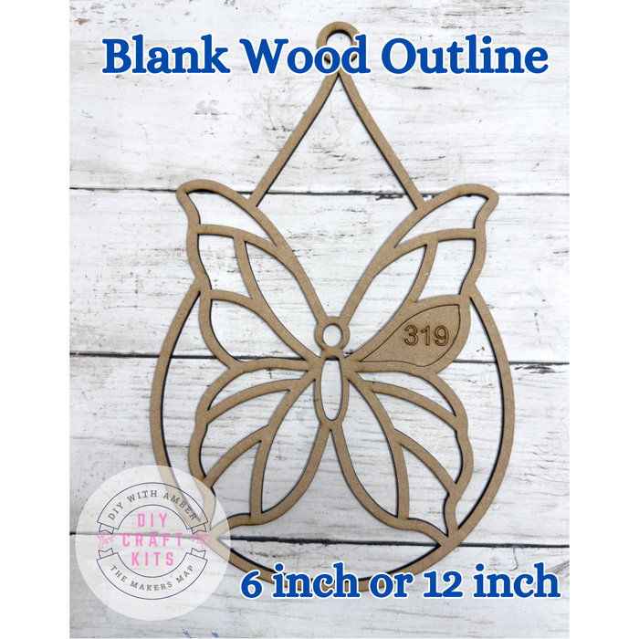 Style 319 Teardrop Butterfly Laser Cut Outline Frame Blank