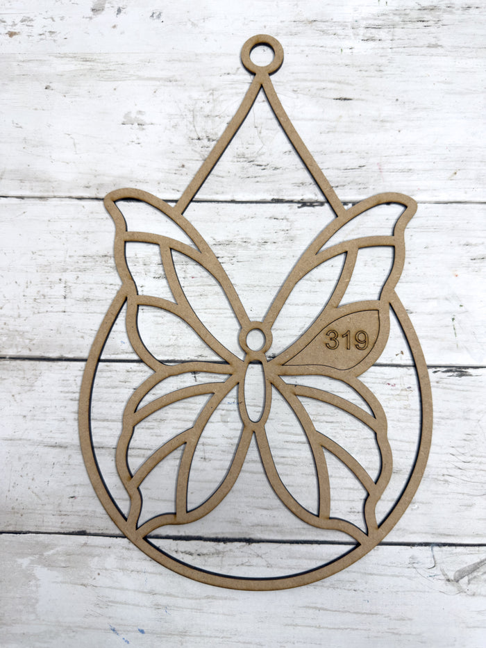 Style 319 Teardrop Butterfly Laser Cut Outline Frame Blank