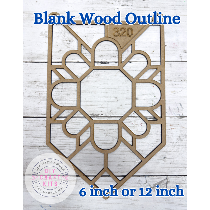 Style 320 Flower Quilt Pennant Laser Cut Outline Frame Blank